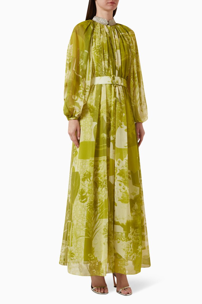 

Anouk Belted Maxi Dress in Chiffon, Green
