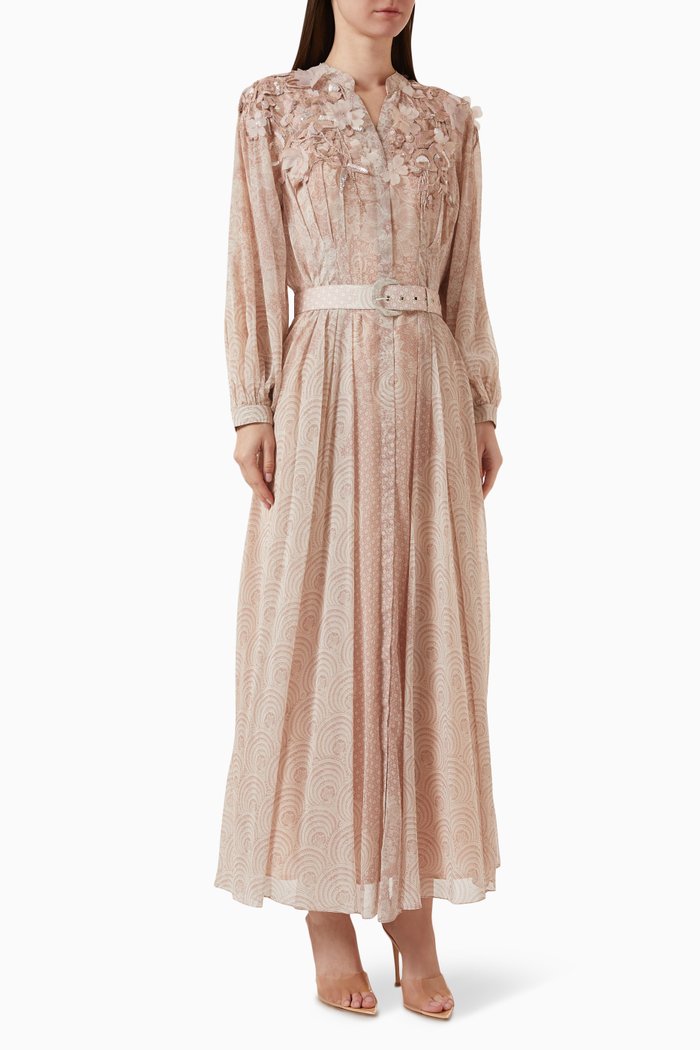 

Agathe Belted Dress in Chiffon, Multicolour