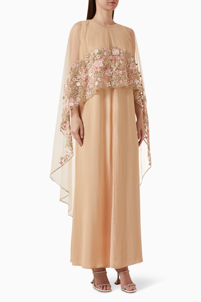 

Helga Maxi Dress in Poly Georgette & Tulle, Neutral