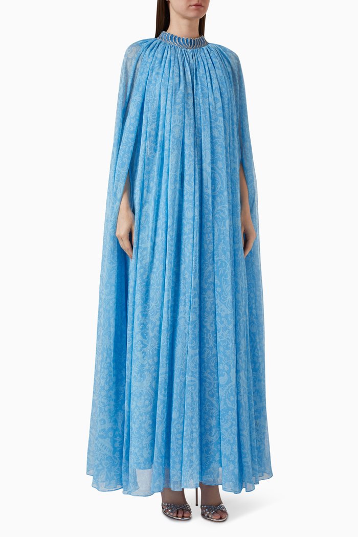 Gizel Maxi Dress in Chiffon, Blue