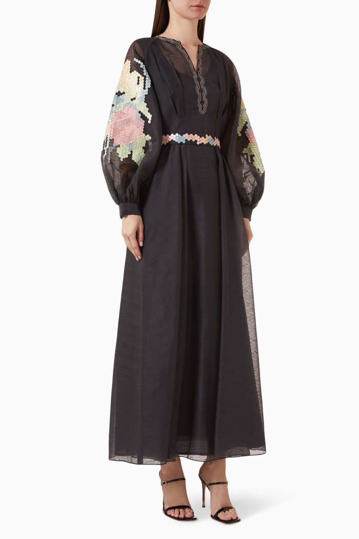 

Rike Sequin-embellished Maxi Dress in Poly Luster, Black