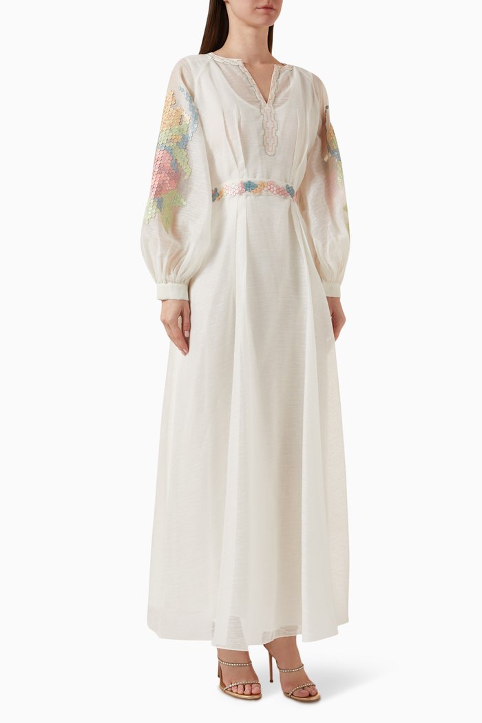 

Rike Sequin-embellished Maxi Dress in Poly Luster, Neutral
