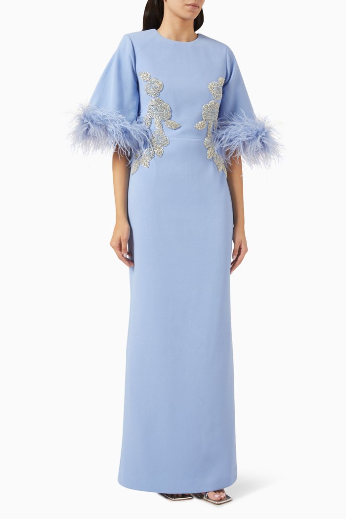

Juliana Embellished Cape Gown, Blue