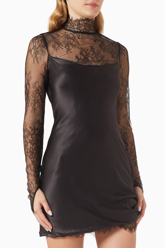 

Croissant Mini Dress in Silk-satin, Black