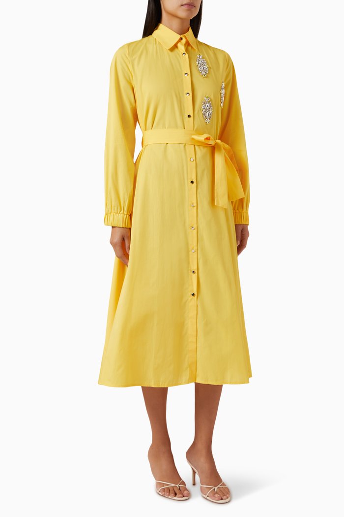 

Tie-up Shirt Midi Dress, Yellow