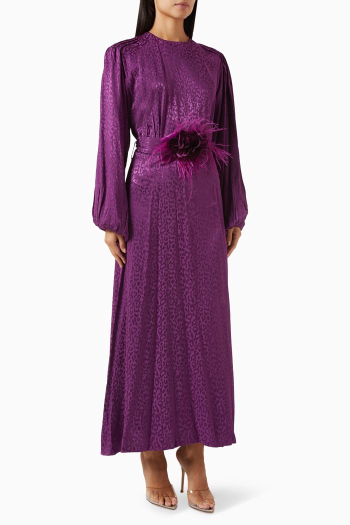 Leopard-jacquard Maxi Dress, Purple