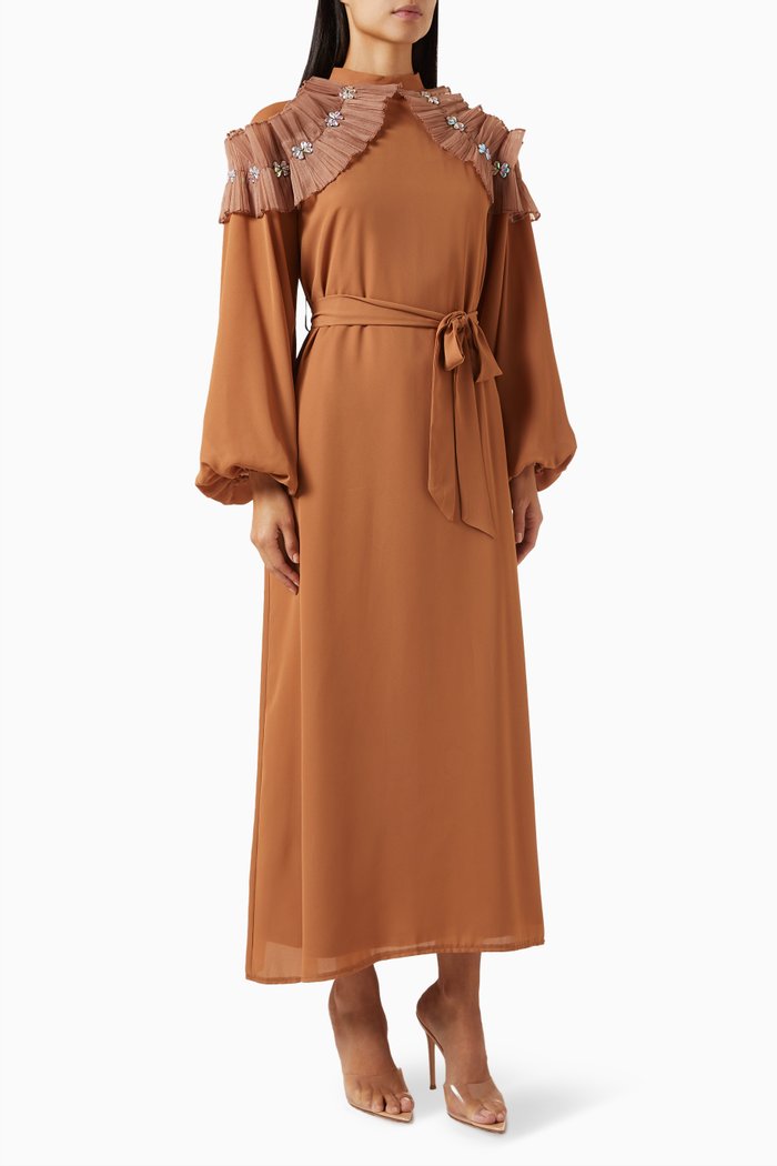 

Belted Midi Dress in Polyester, Neutral