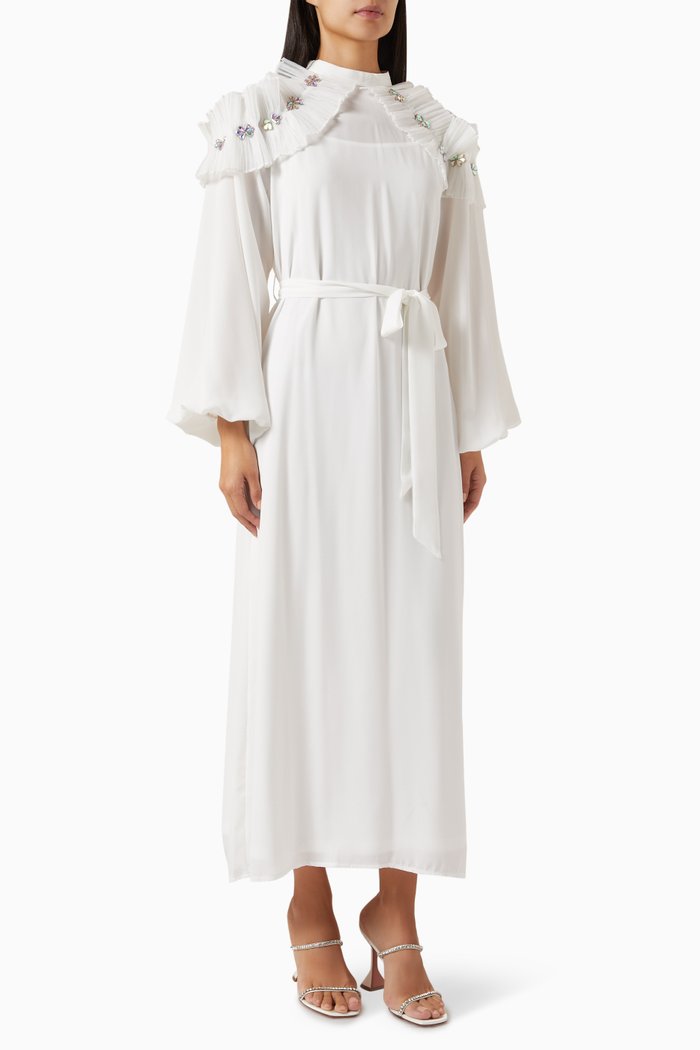 

Belted Midi Dress in Polyester, Neutral