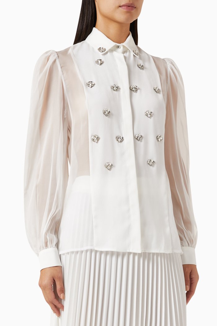 Sheer Crystal Shirt in Polyester, Neutral