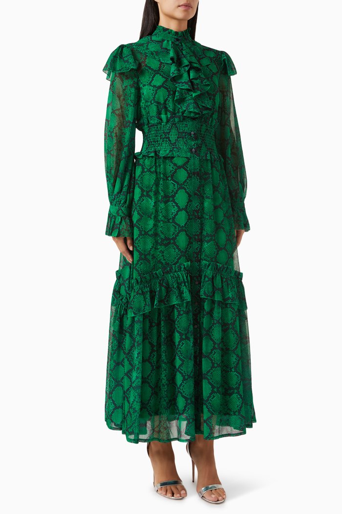 

Ruffle-tiered Maxi Dress, Green