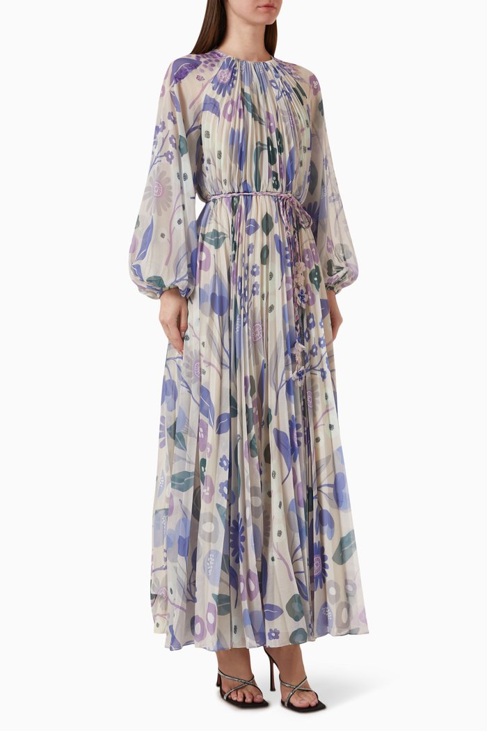 

Borage Floral-print Dress in Chiffon, Neutral