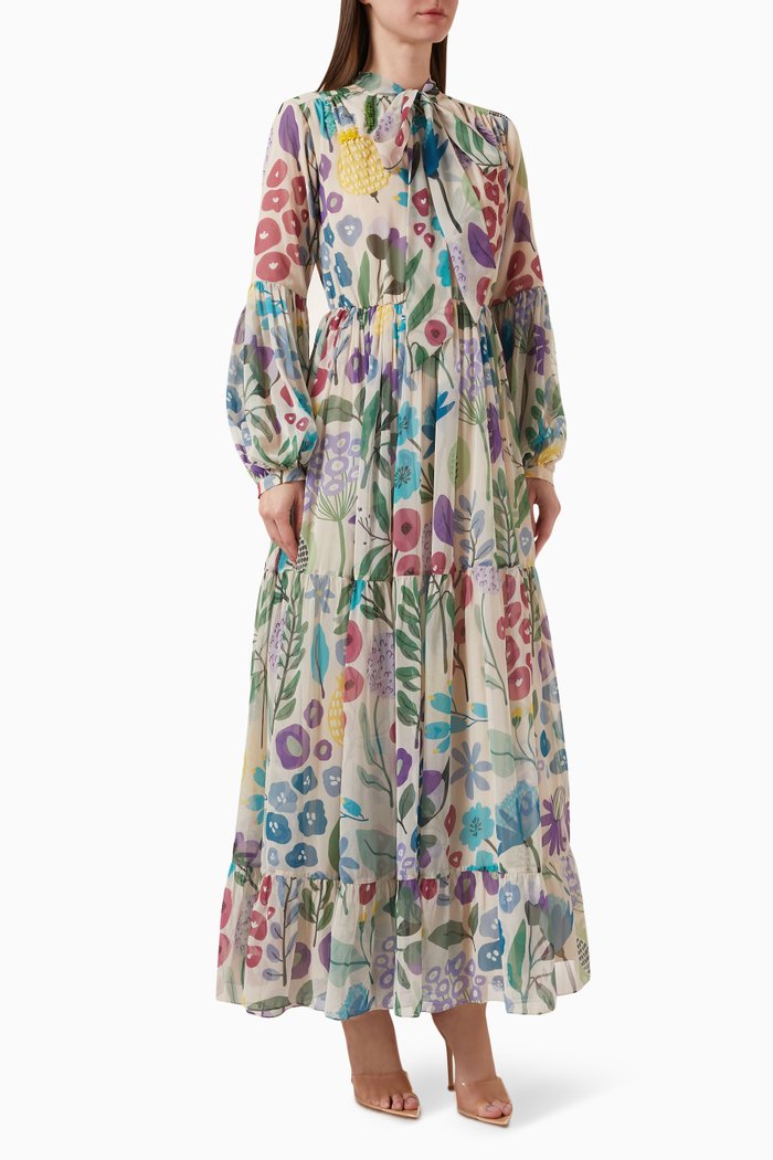 

Coucou-C Tiered Dress in Chiffon, Multicolour