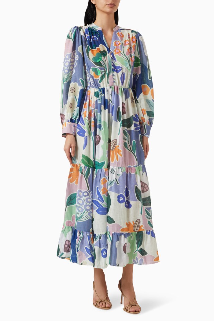 

Astoria-C Printed Dress in Poly-linen, Multicolour