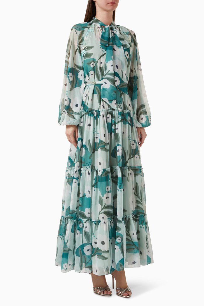 

Violette-B Printed Dress in Chiffon, Green