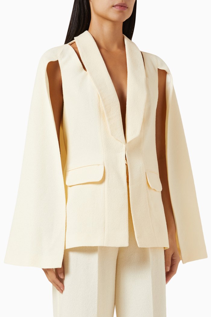 

Cape Sleeve Jacket in Crêpe, Neutral