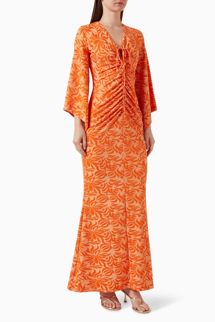 Printed Maxi Dress, Orange