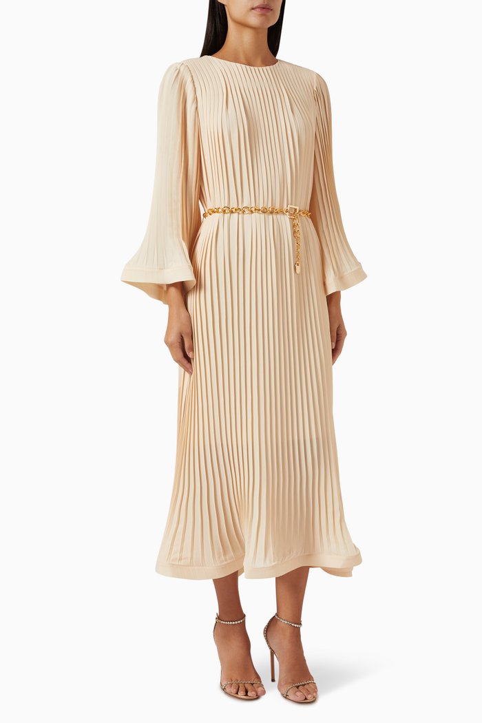 

Pleated Midi Dress, Neutral