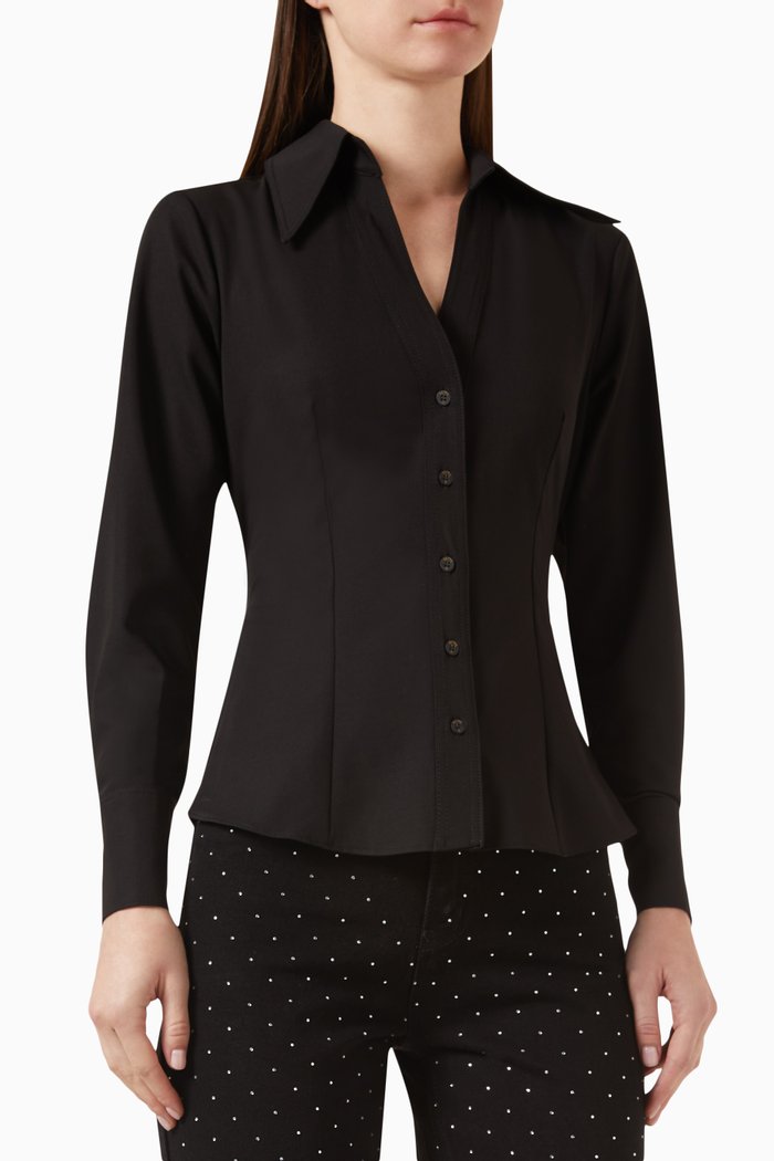 

Spread Collar Shirt, Black