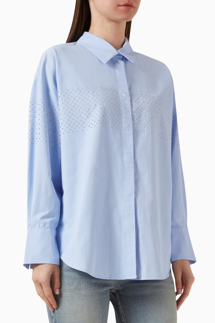 

Bead Embellished Shirt, Blue