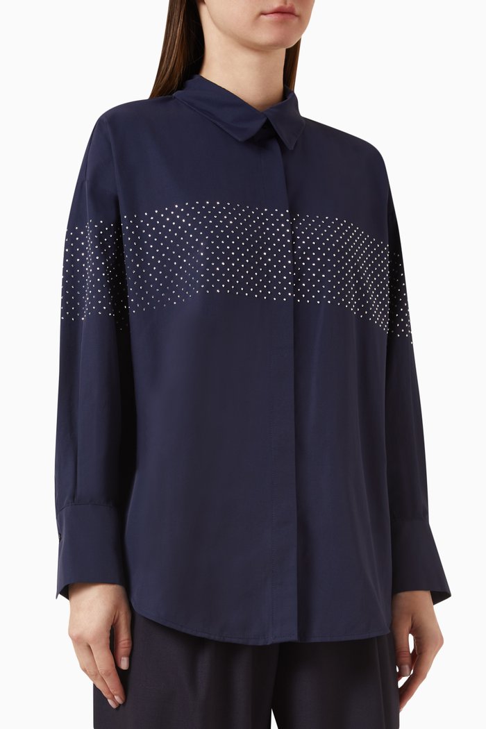 

Bead Embellished Shirt, Blue