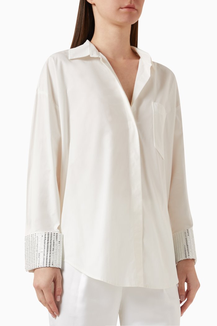 

Embellished Cuff Shirt, Neutral