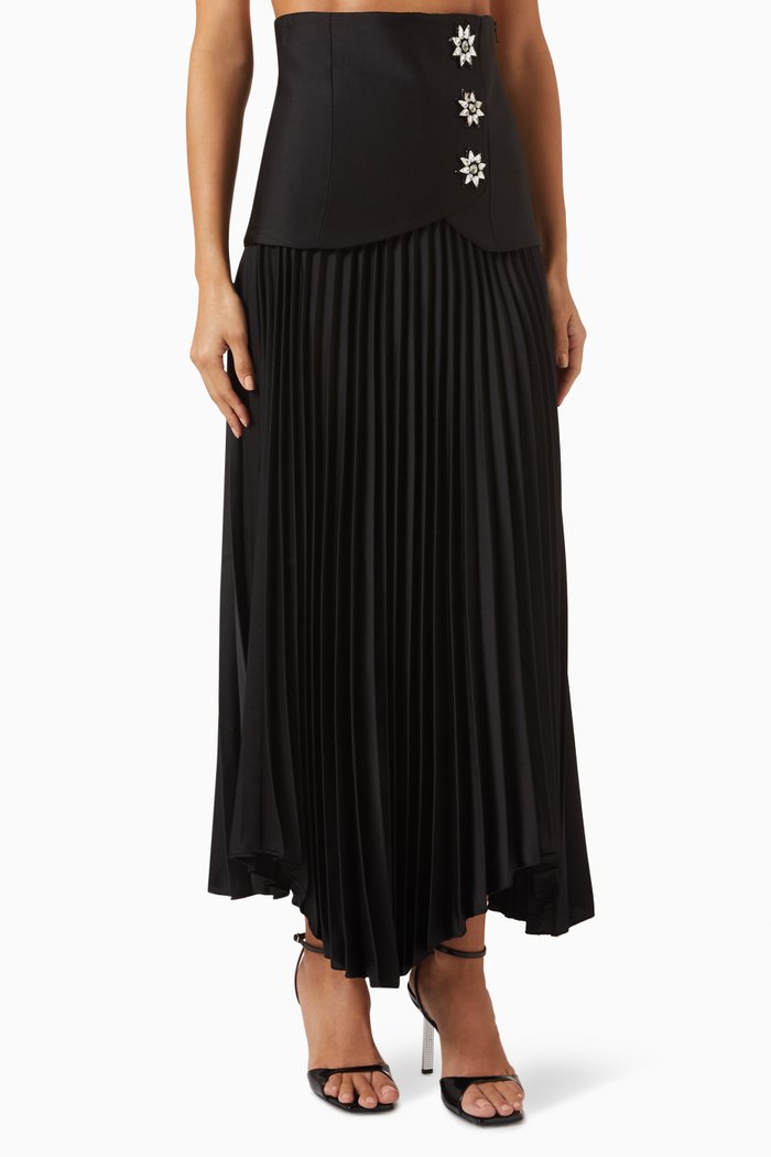 

Embellished Pleated Skirt, Black