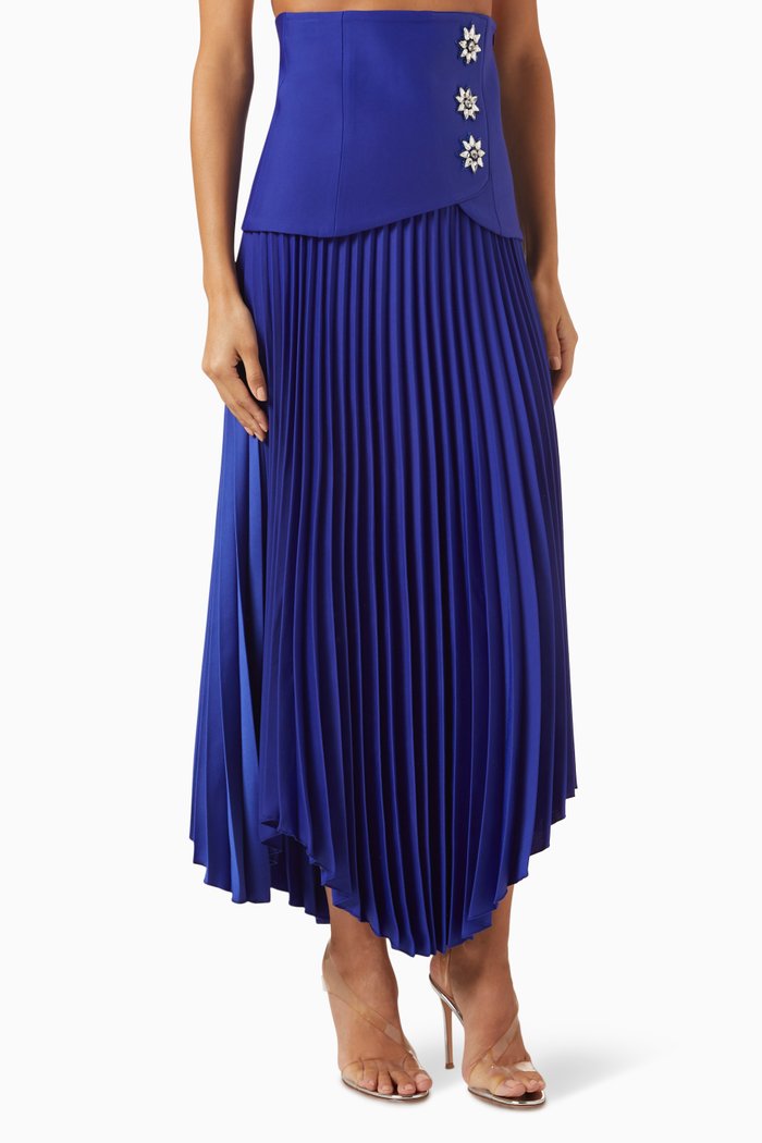 

Embellished Pleated Skirt, Blue
