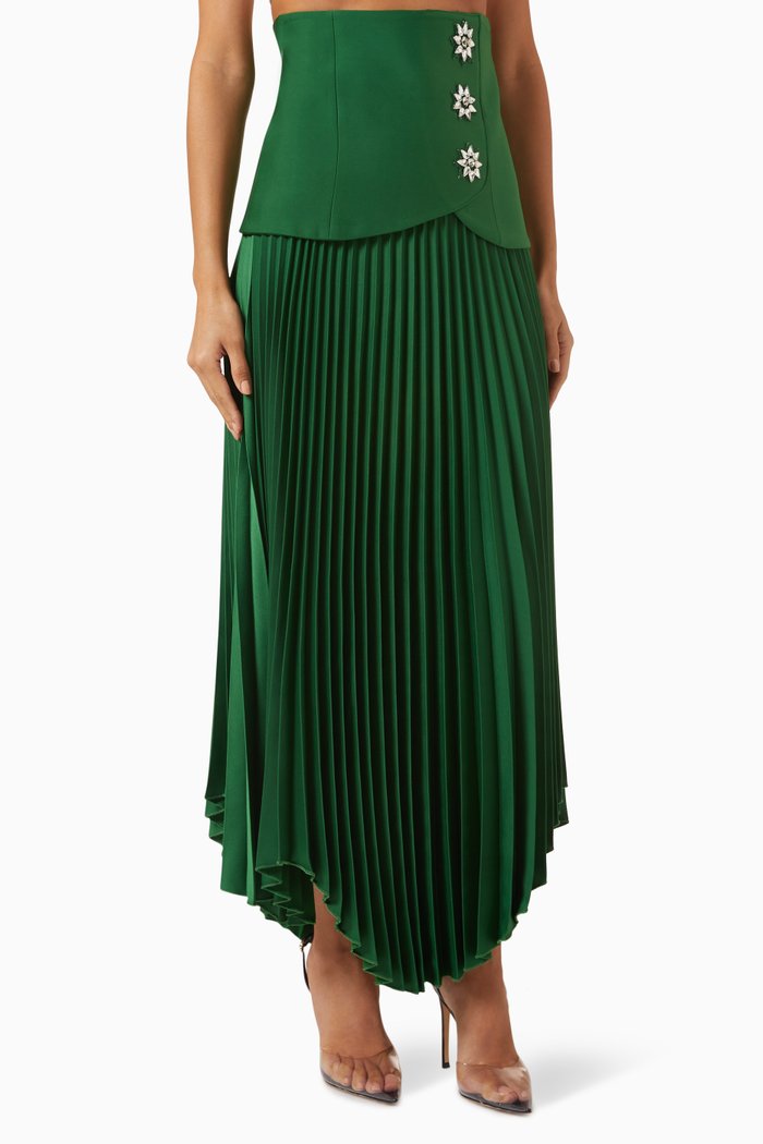 

Embellished Pleated Skirt, Green