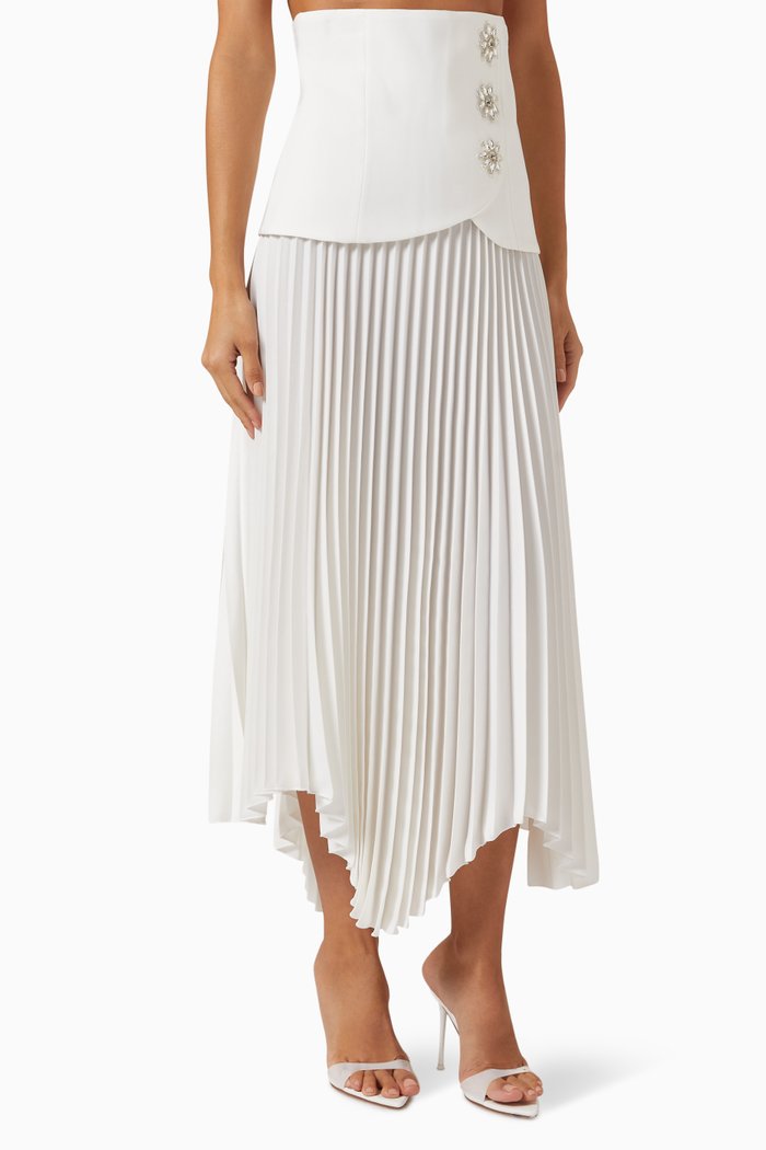 

Embellished Pleated Skirt, Neutral