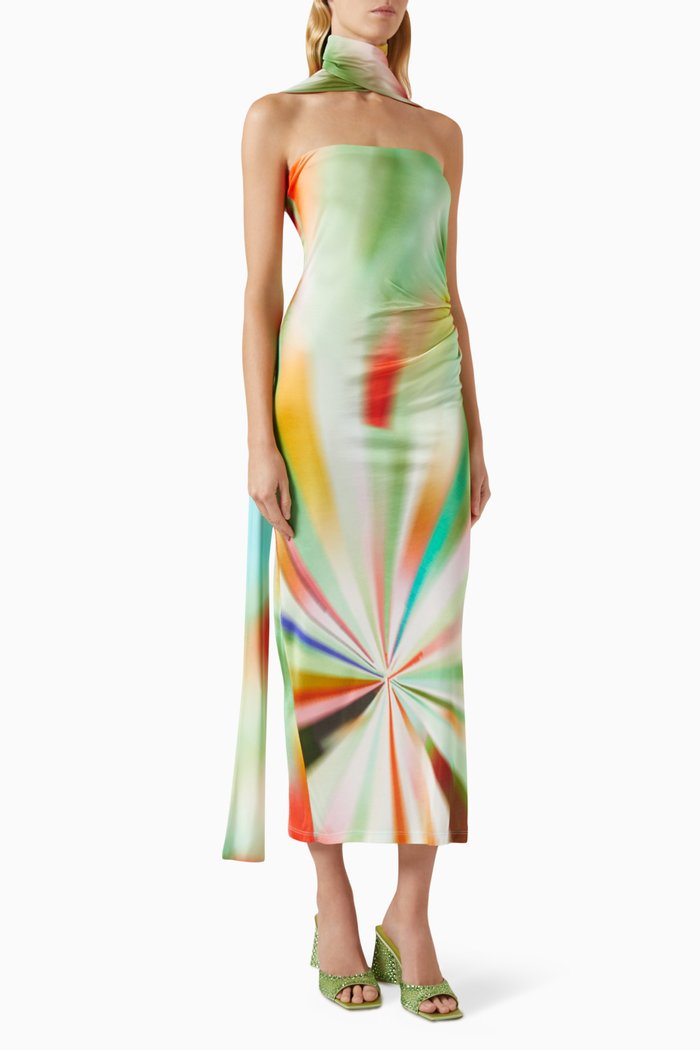 

Misty Sunray-print Dress in Jersey, Multicolour