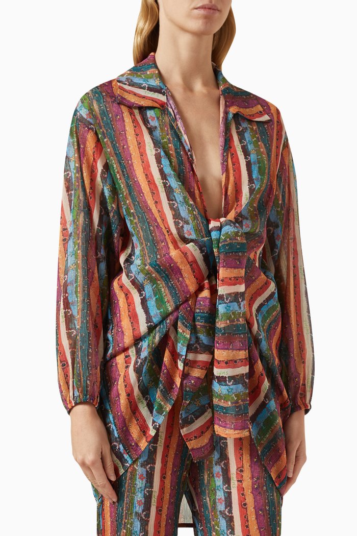 

Beatriz Tie-front Shirt in Chiffon, Multicolour