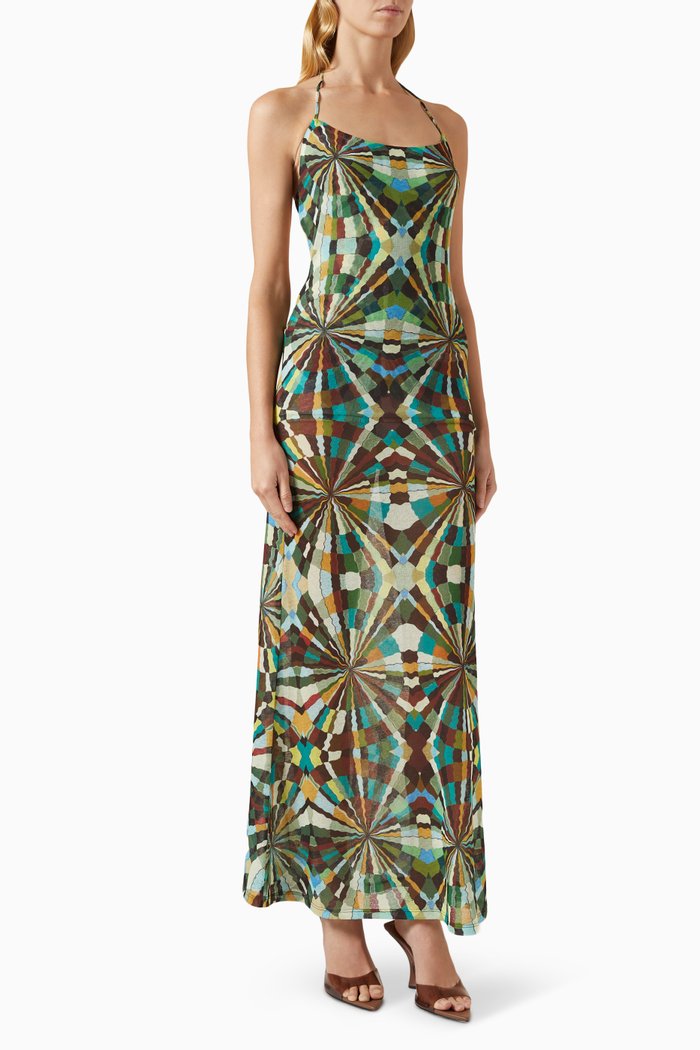 

Nensi Open-back Dress in Recycled Polyester, Multicolour