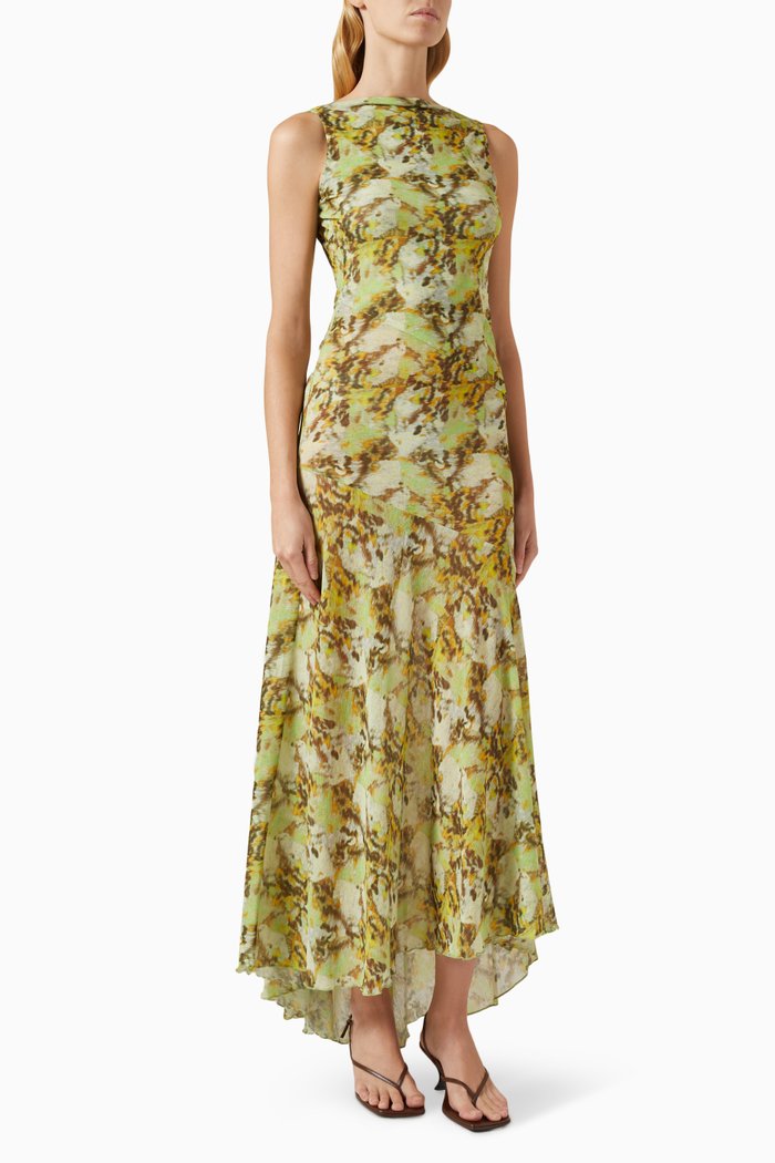 

Fens Open-back Maxi Dress in Recycled Polyester, Multicolour