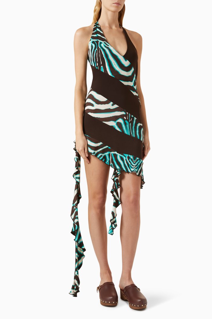 

Joelle Ruffled Mini Dress in Jersey, Multicolour