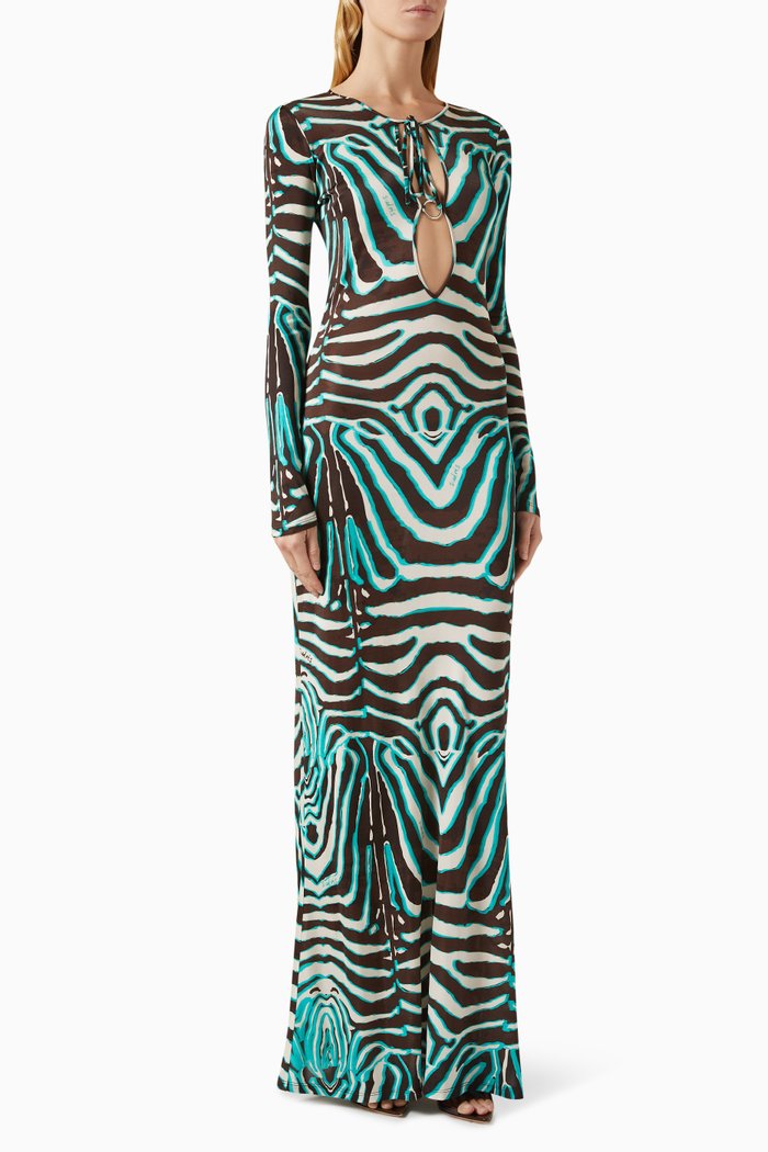

Magy Tie-front Maxi Dress in Rayon, Multicolour