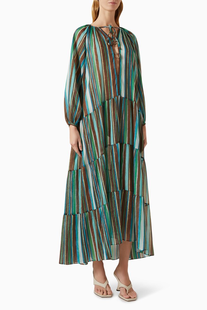 

Aran Hoop Maxi Dress in Chiffon, Multicolour
