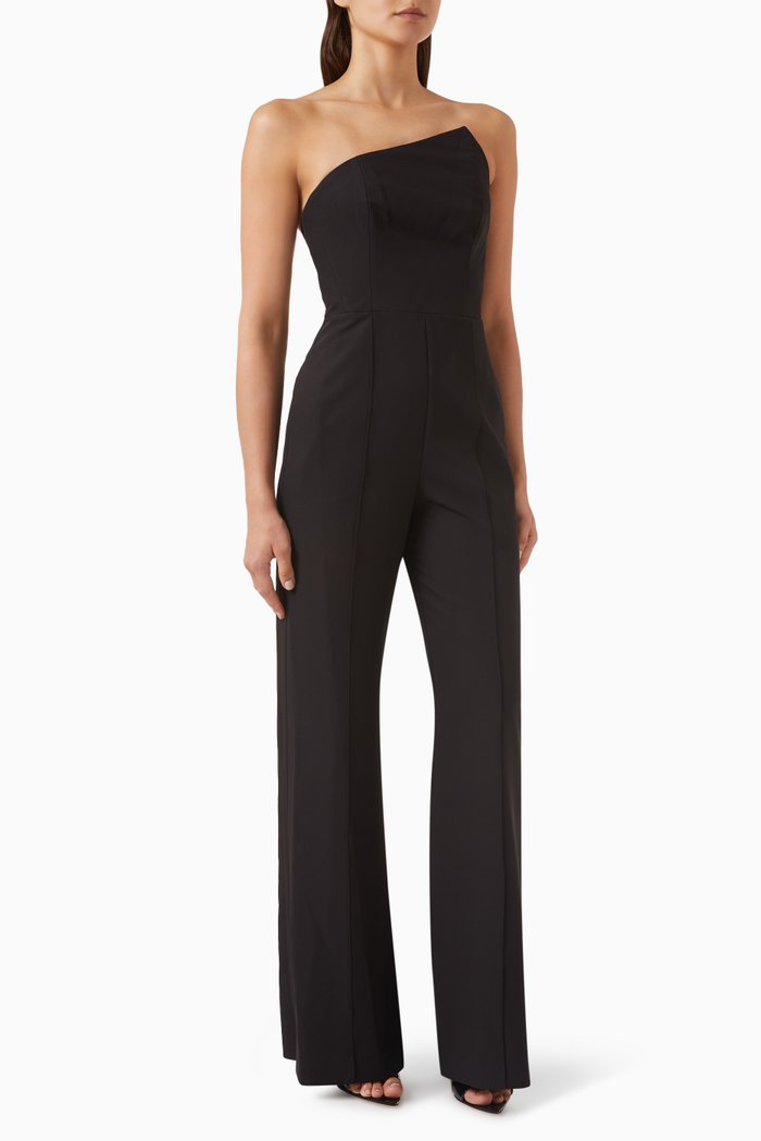 

Atlas One-shoulder Jumpsuit in Cady, Black