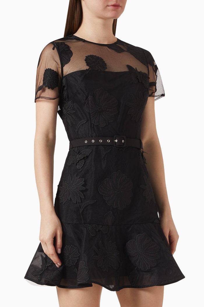 

Rosie 3D Butterfly Embroidered Dress, Black