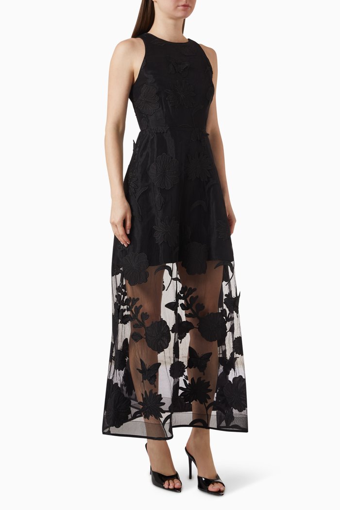 

Hannah 3D Butterfly Embroidered Dress, Black