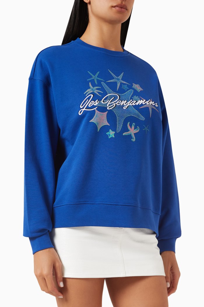 

Logo-embroidered Sweatshirt in Cotton-fleece, Blue