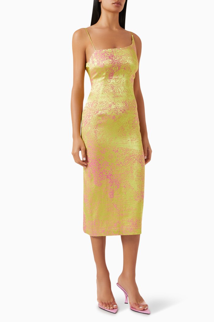

Carpet-print Midi Dress in Stretch-rayon, Multicolour