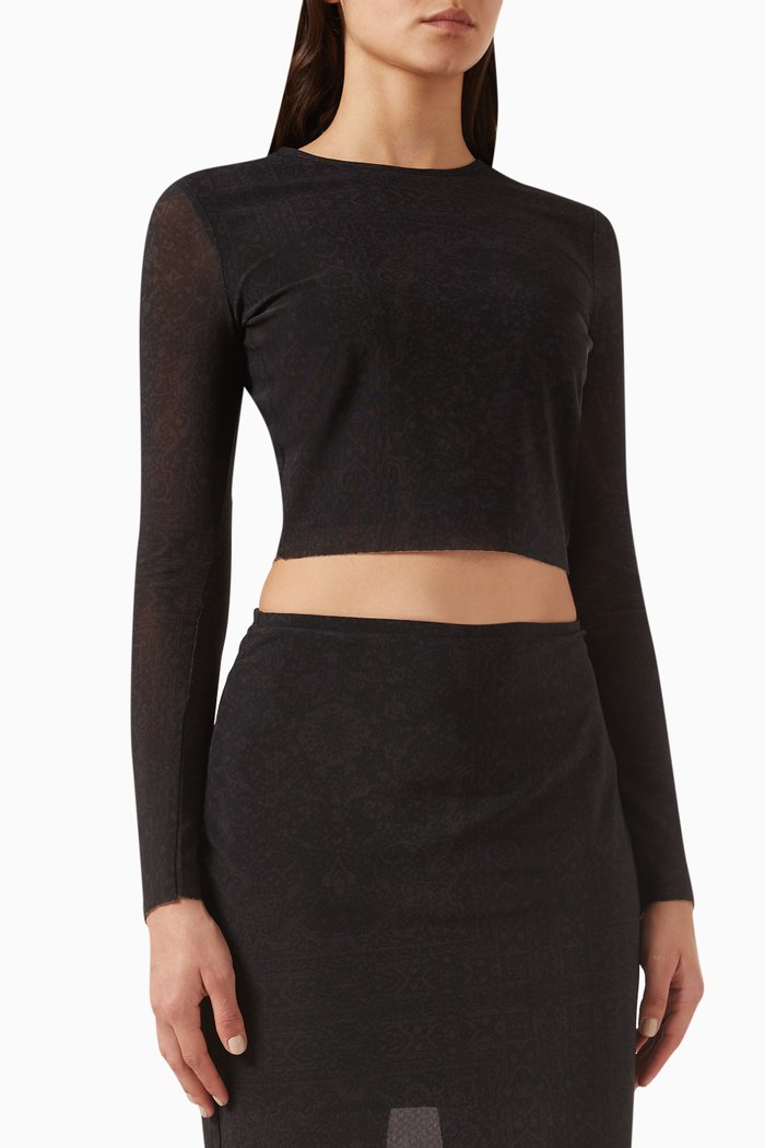 

Cropped Blouse 001 in Mesh, Black