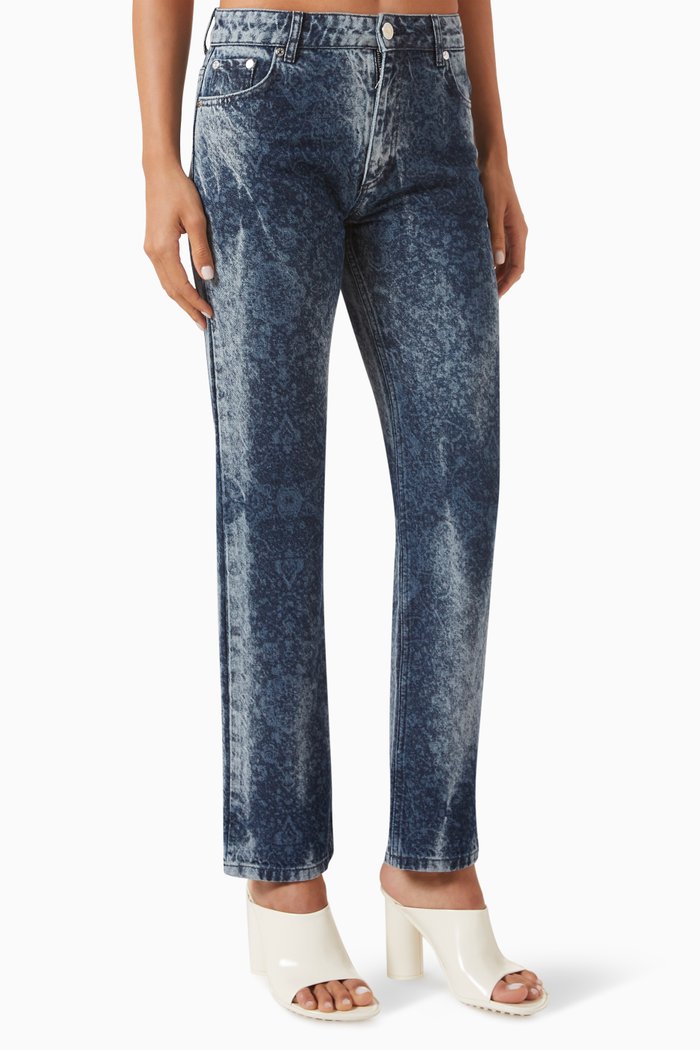 Carpet-print Jeans in Denim, Blue