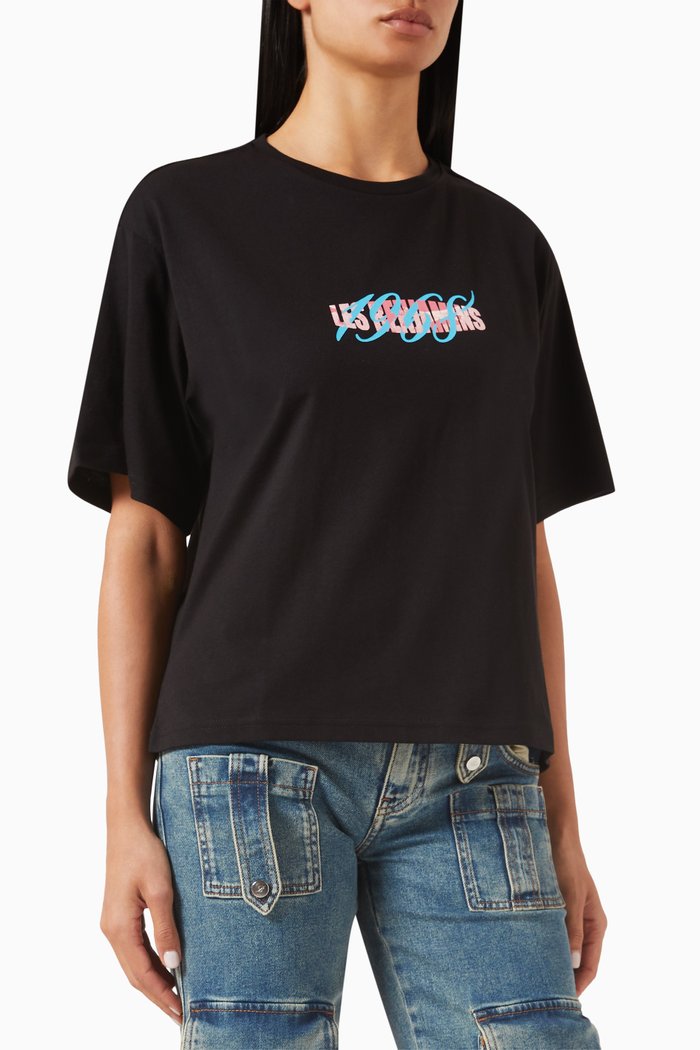

Logo-print Boxy Oversized T-shirt in Cotton, Black