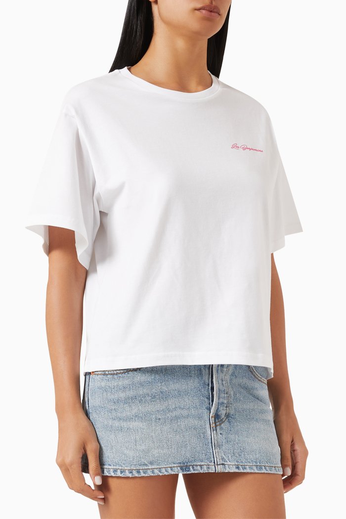 Logo-print Boxy Oversized T-shirt in Cotton, White