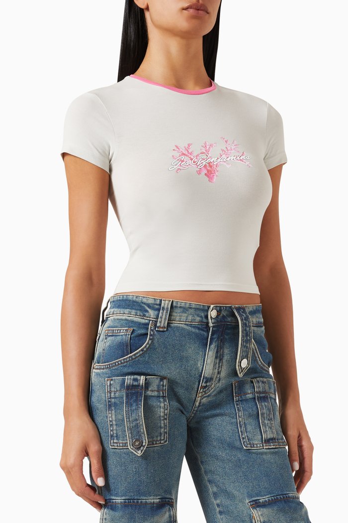 

Logo-print Crop Top in Cotton, Grey
