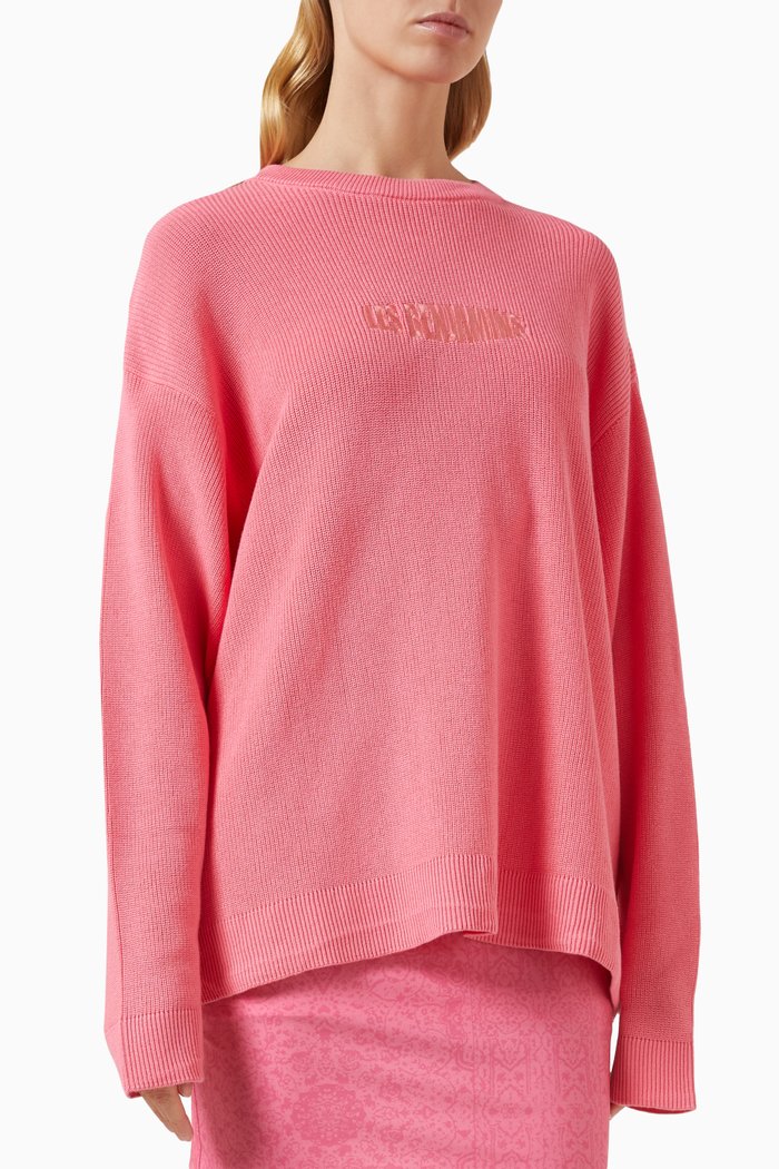 

Oversized Sweater in Cotton-knit, Pink