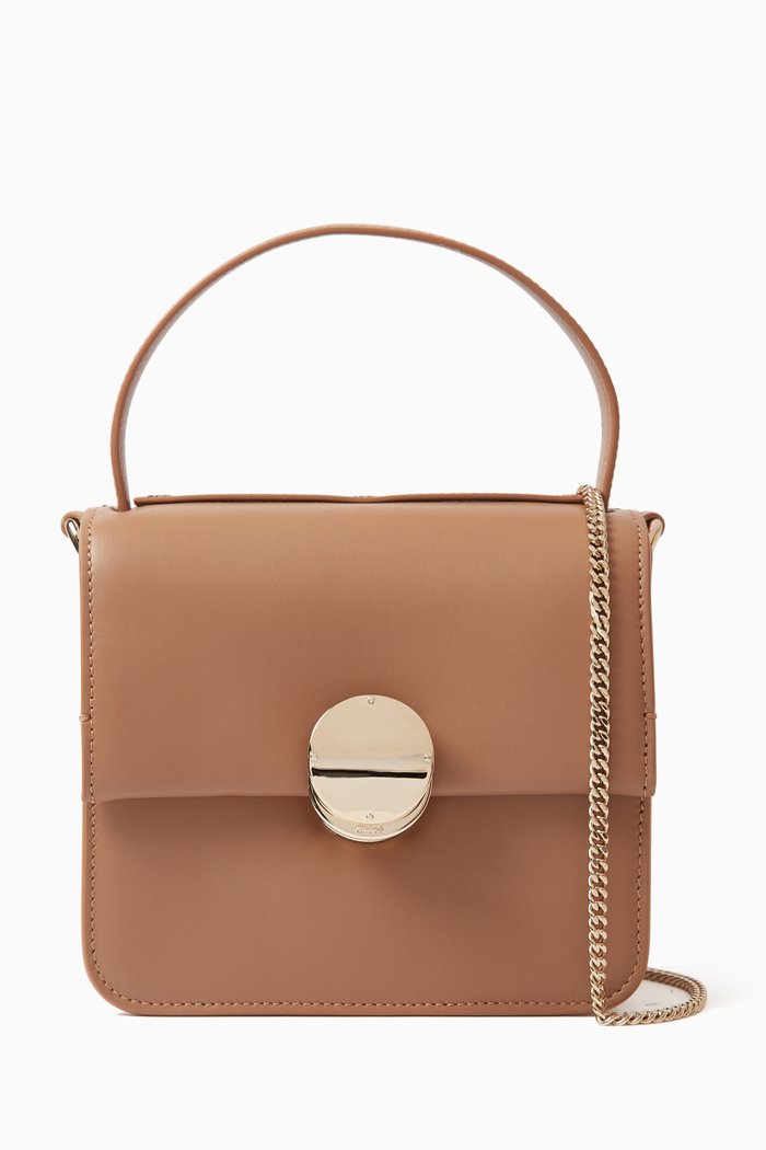 

Small Penelope Top-handle Bag in Leather, Neutral