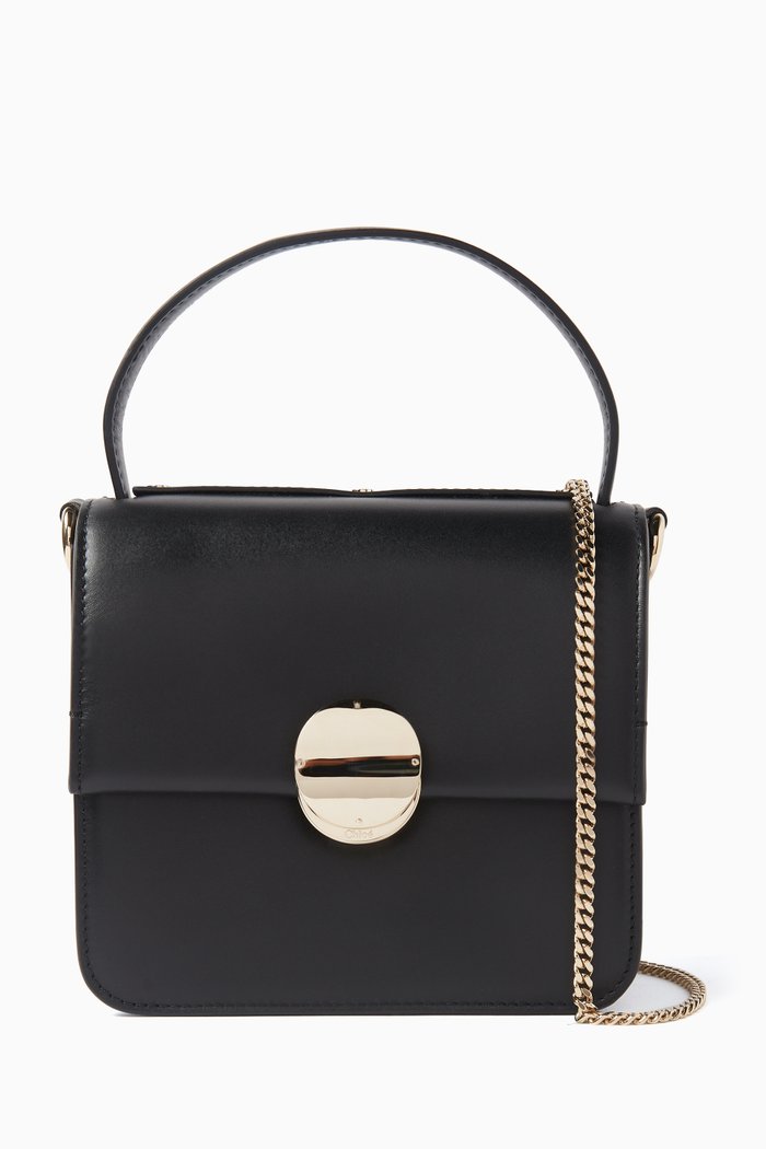 

Small Penelope Top-handle Bag in Leather, Black