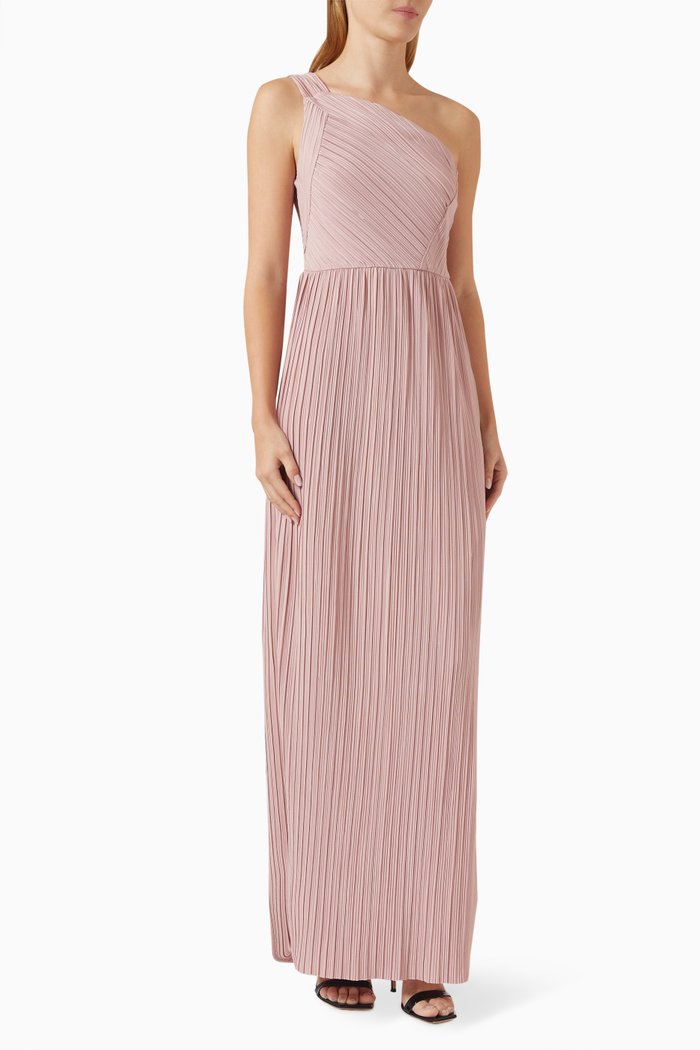 

Yasolinda Pleated Maxi Dress in Satin, Pink